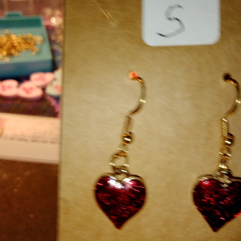 Red heart earrings